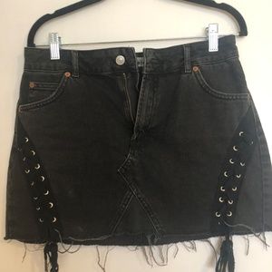 Black distressed Topshop Moto Skirt